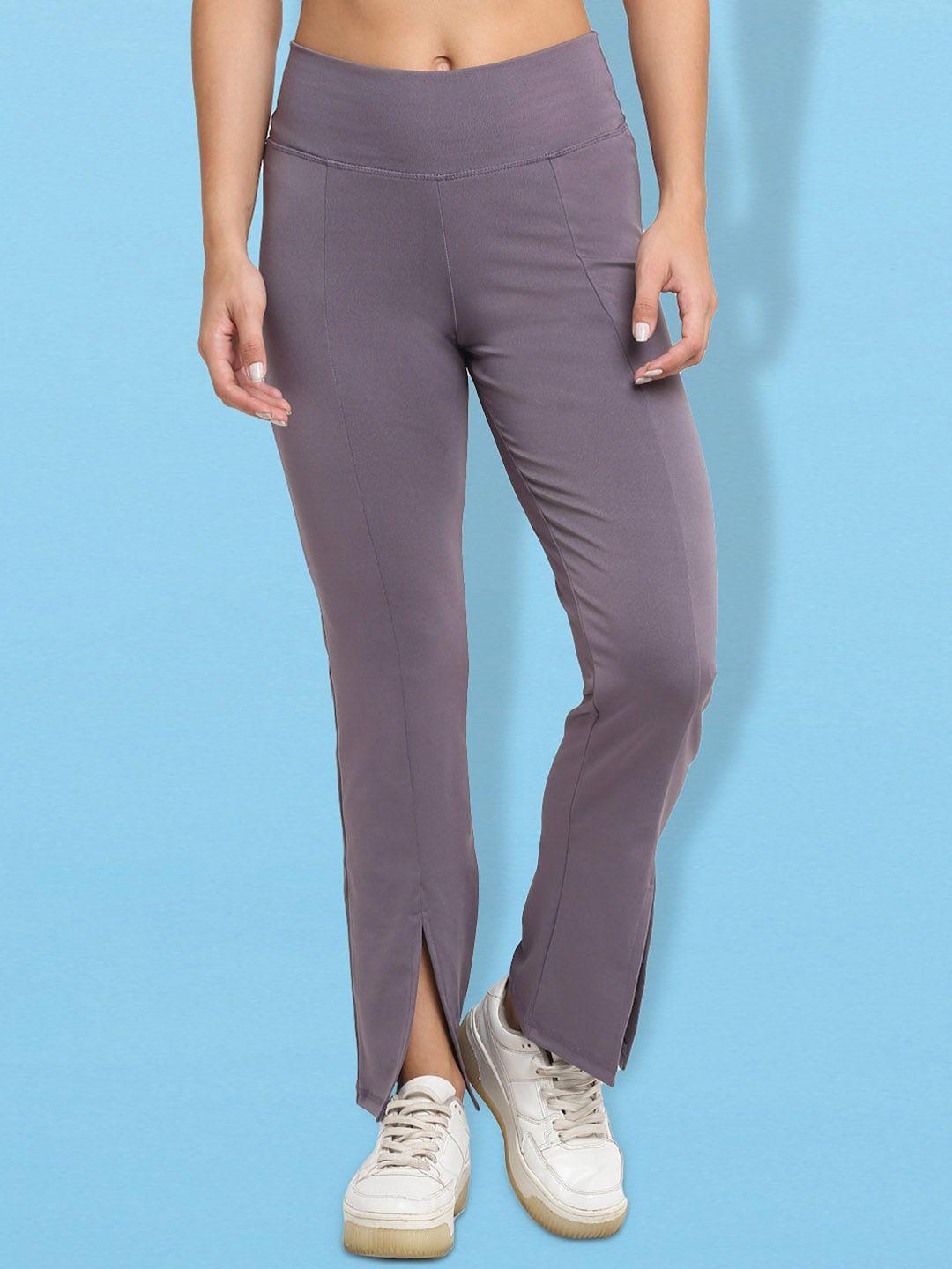 everdion women lavender  high waist front slit flared tights