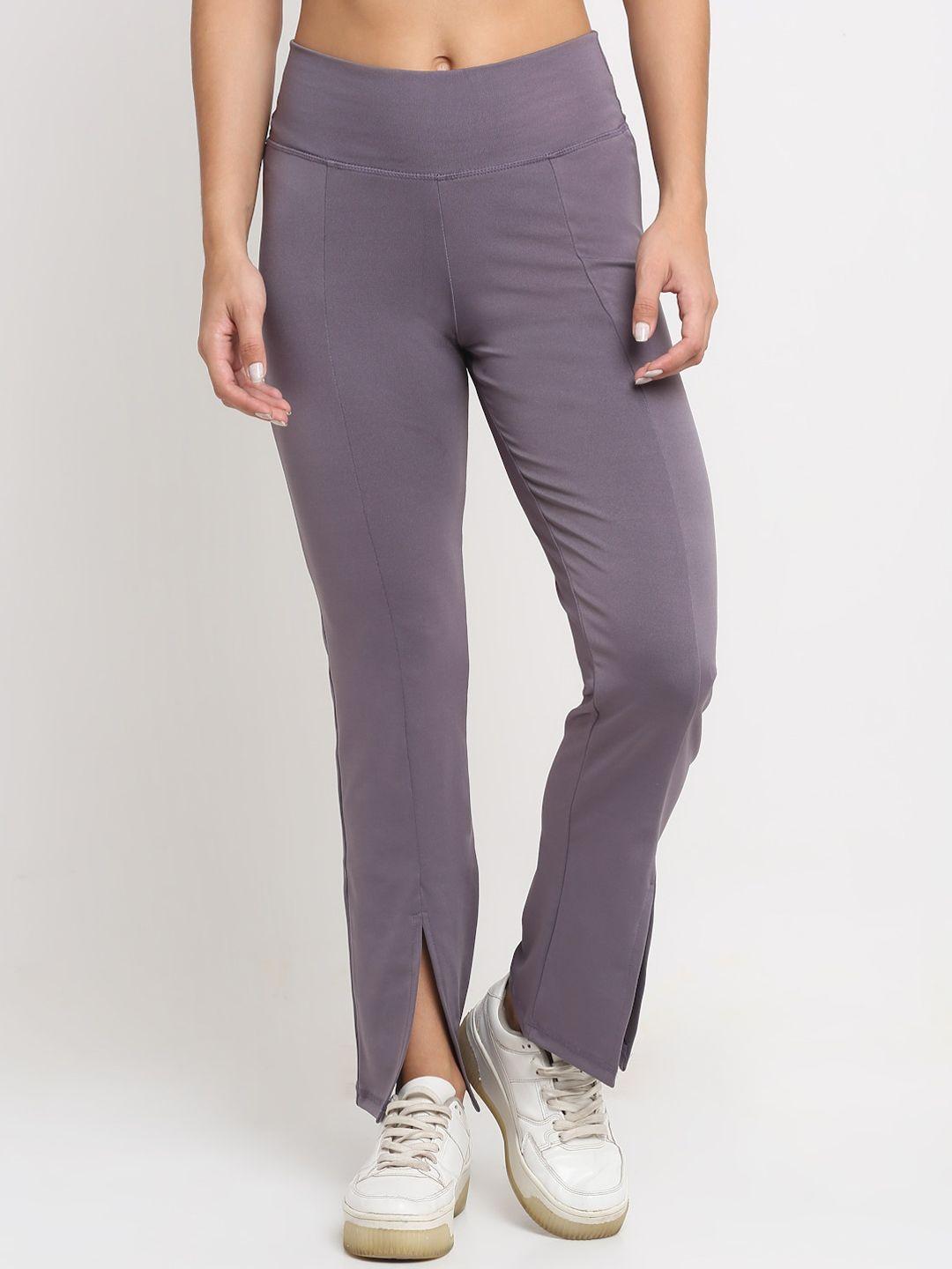 everdion women lavender relaxed straight leg flared high-rise non iron trousers