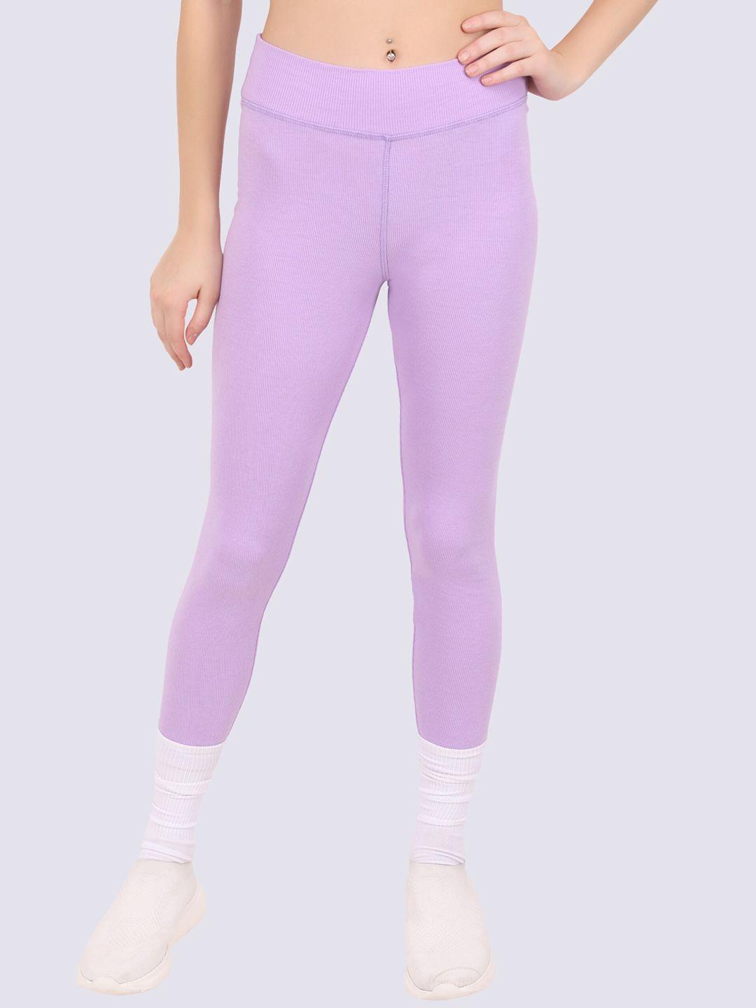 everdion women lavender solid pure cotton tights