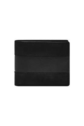 everett leather mens casual two fold wallet - ml4400001 - black