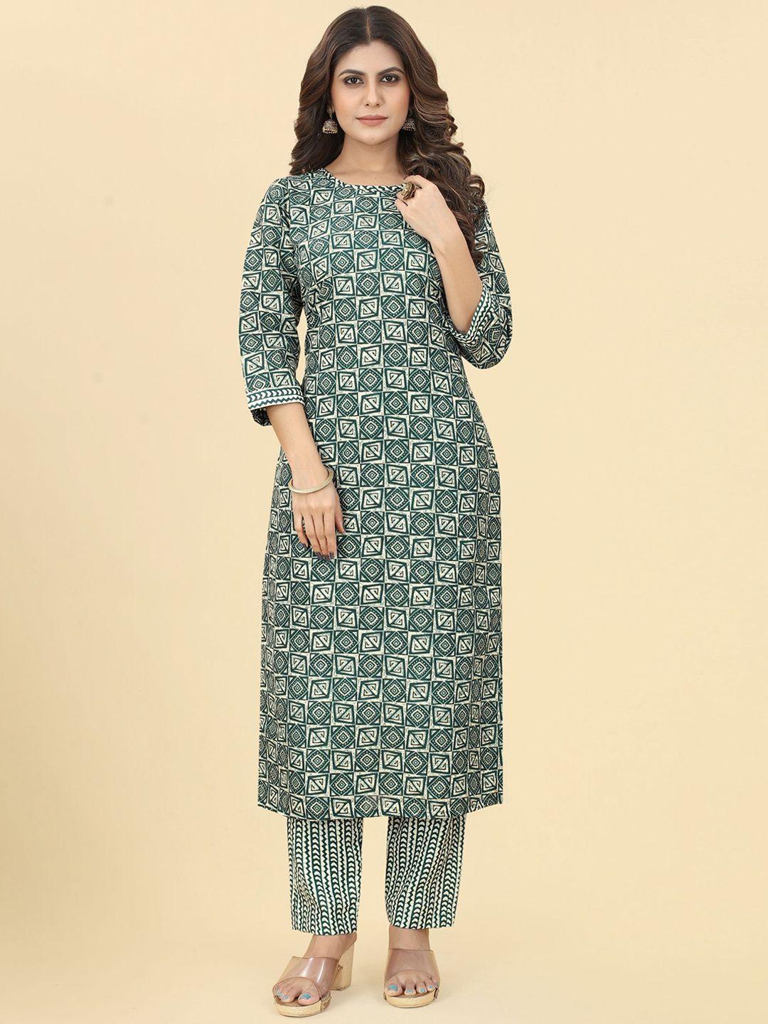 evermore ethnic motifs printed kurta with trousers
