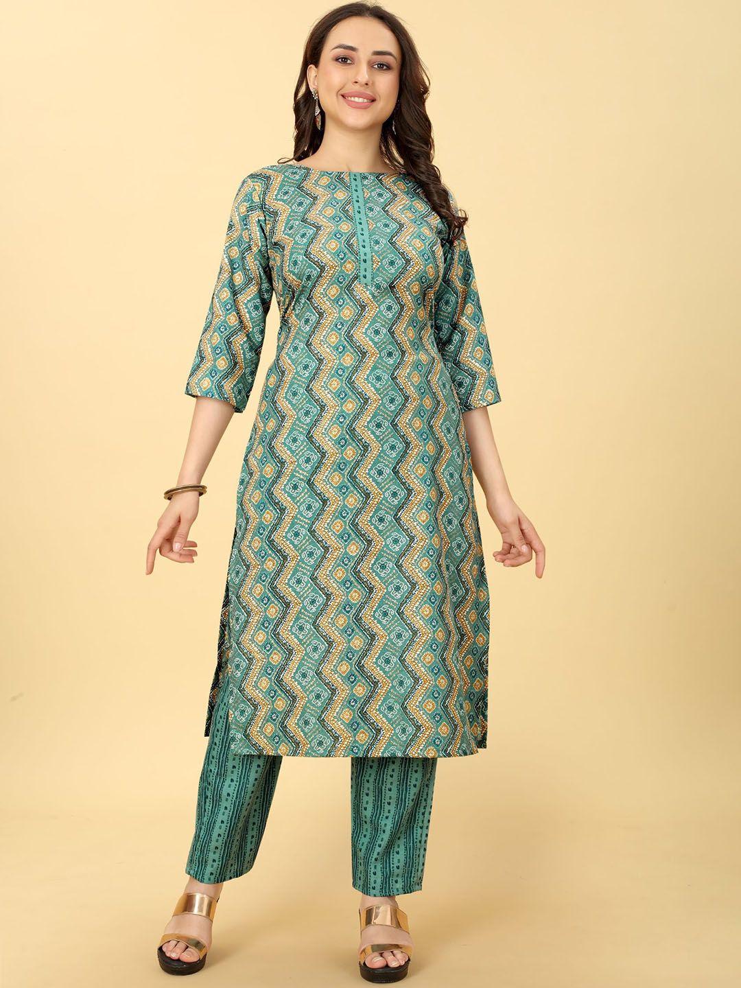 evermore ethnic motifs printed kurta with trousers