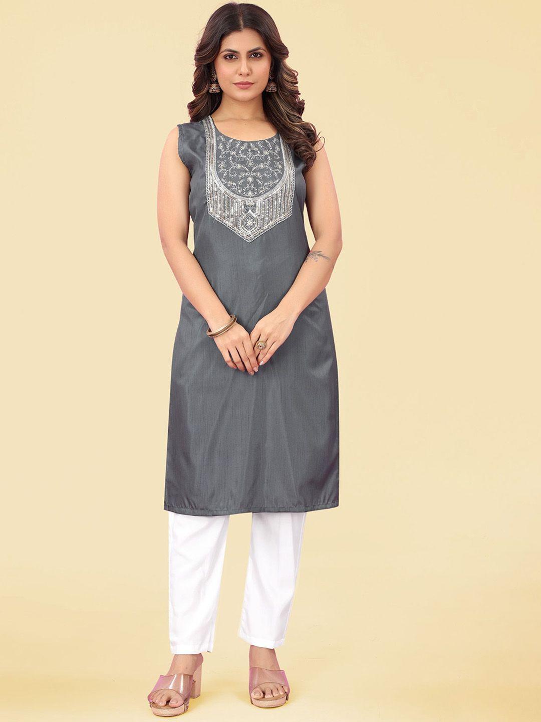 evermore ethnic motifs yoke design sequinned kurta with trousers