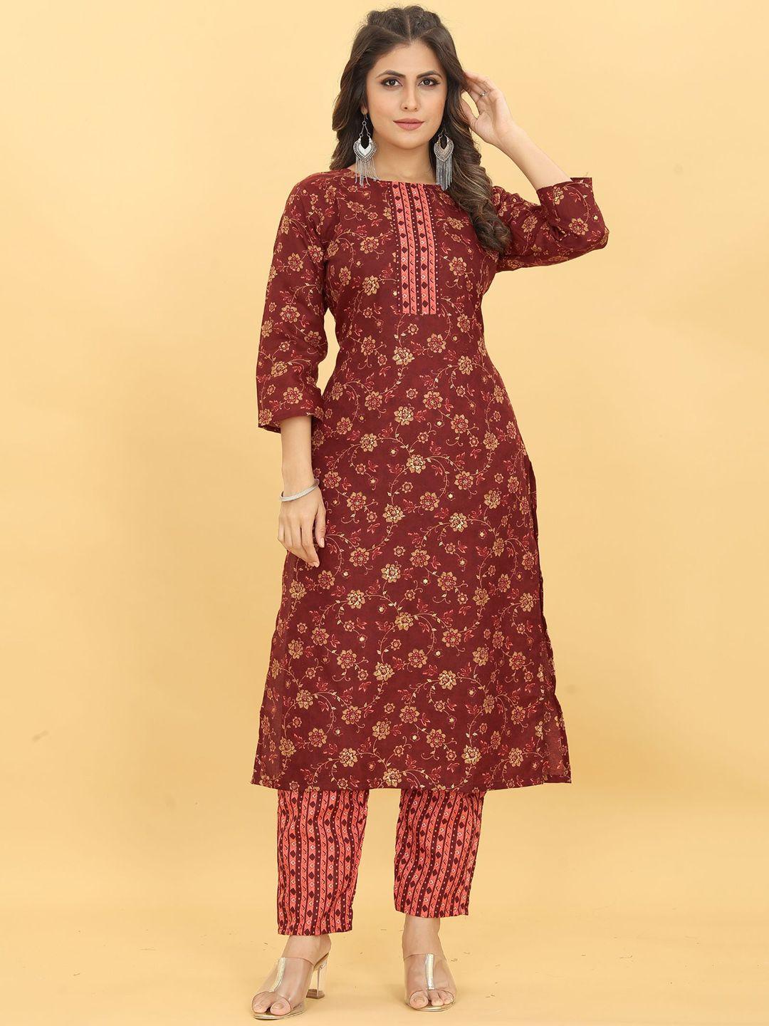 evermore floral printed straight kurta with trousers