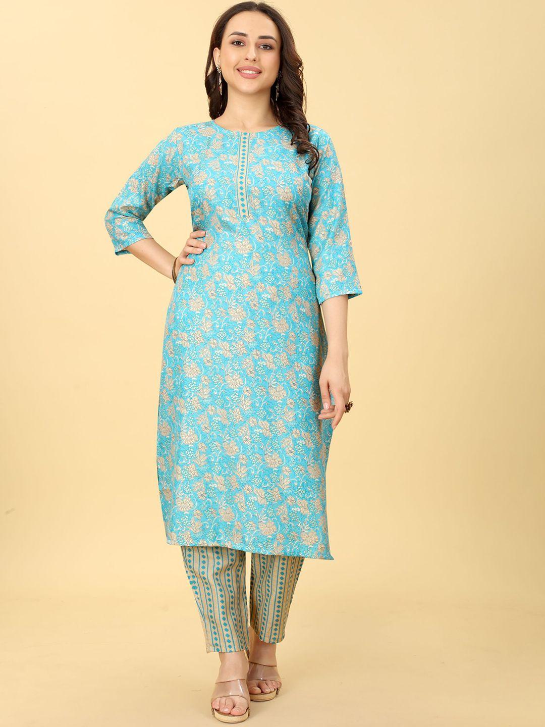 evermore floral printed straight kurta with trousers
