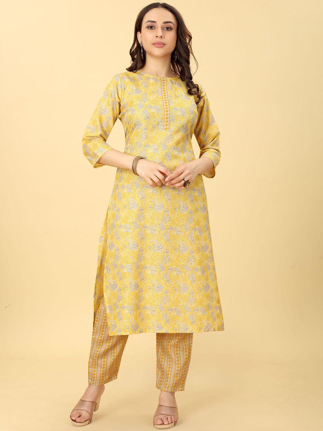 evermore floral printed straight kurta with trousers