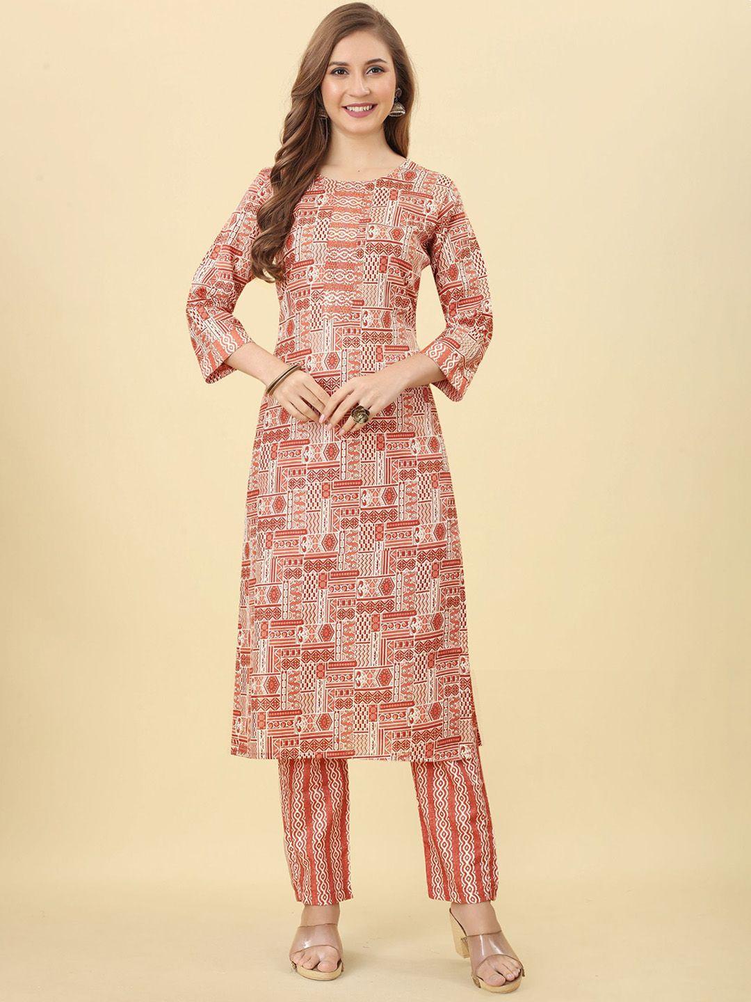 evermore printed regular kurta with trousers