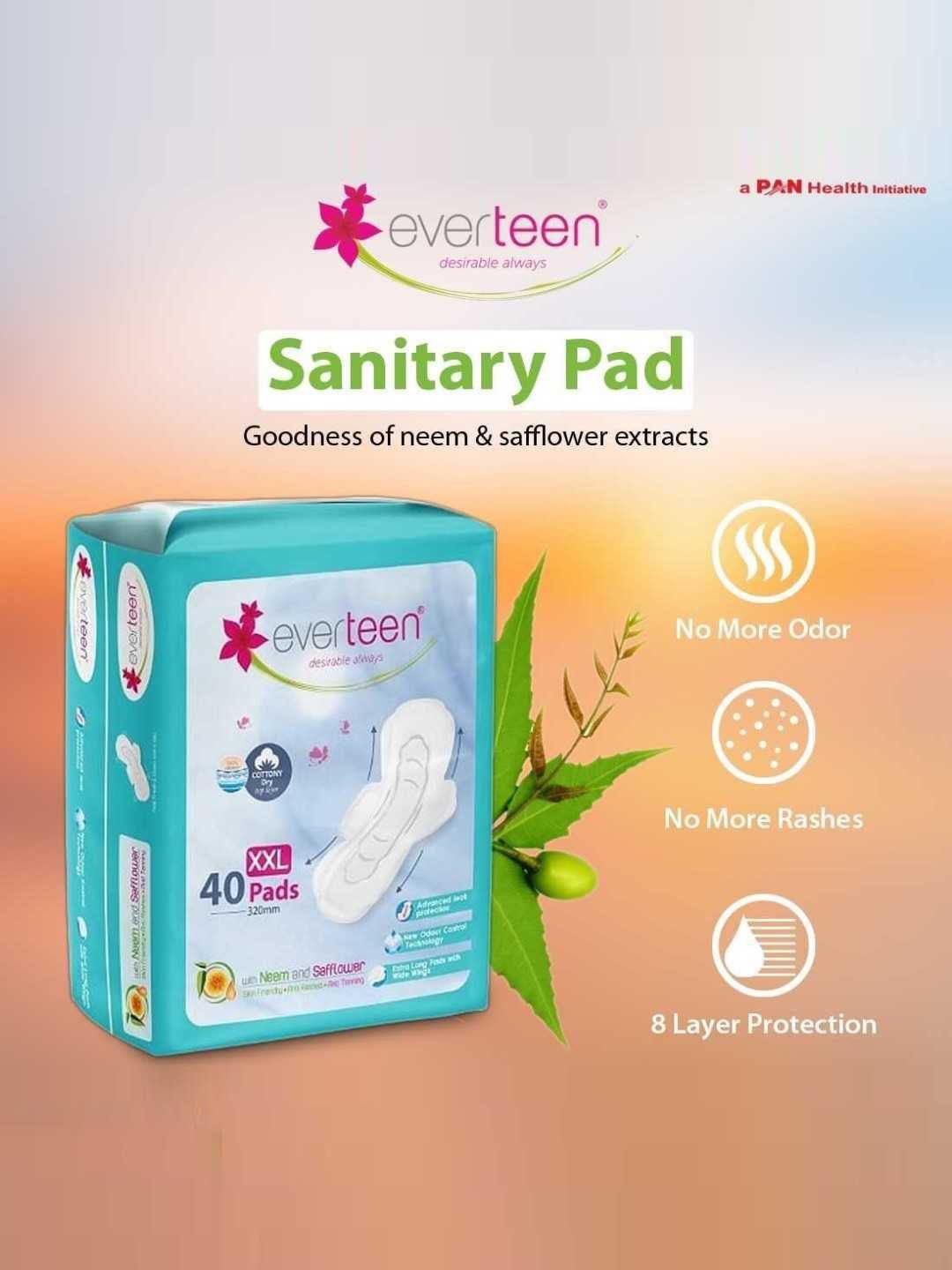 everteen set of 2 xxl sanitary napkin pads with dry top layer - 40 pads each