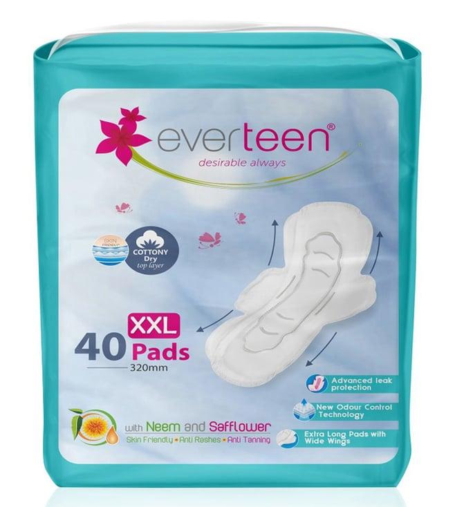 everteen xxl sanitary napkin pads with cottony-dry top layer for women - 1 pack (40 pads, 320mm)