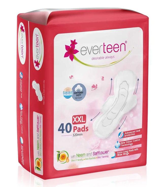 everteen xxl sanitary napkin pads with cottony-soft top layer for women - 1 pack (40 pads, 320mm)