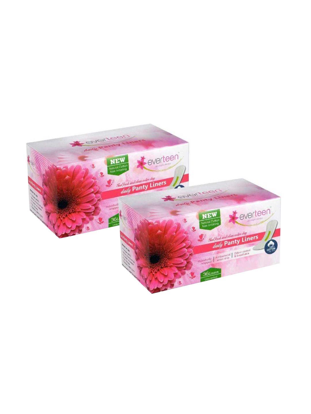 everteen set of 2 daily panty liners for light discharge & leakage - 36 pcs each