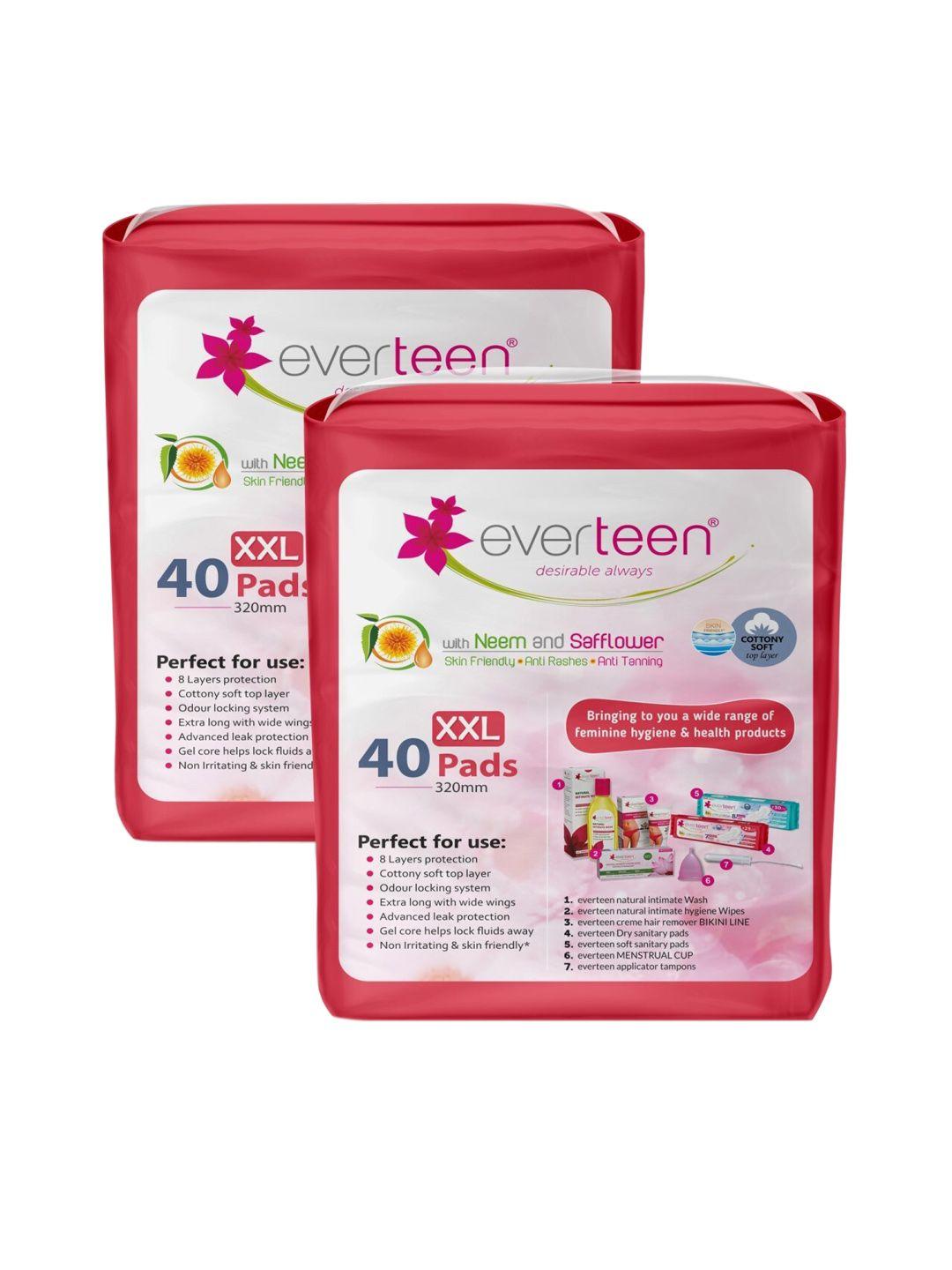 everteen set of 2 xxl sanitary napkin pads with soft top layer - 40 pads each