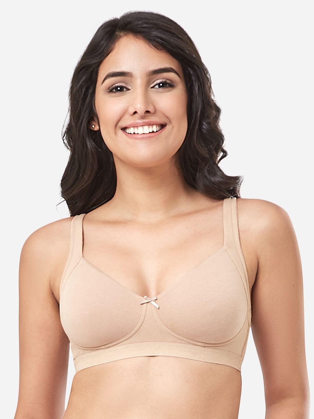 every de by amante woman beige solid non-wired non padded everyday bra eb004