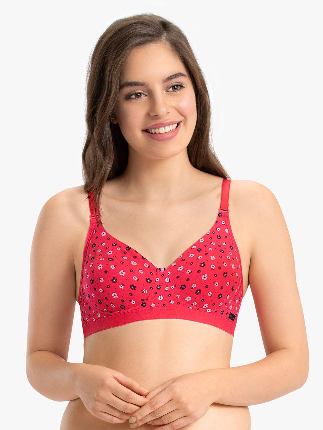 every de by amante woman pink printed non-wired non padded everyday bra -eb016