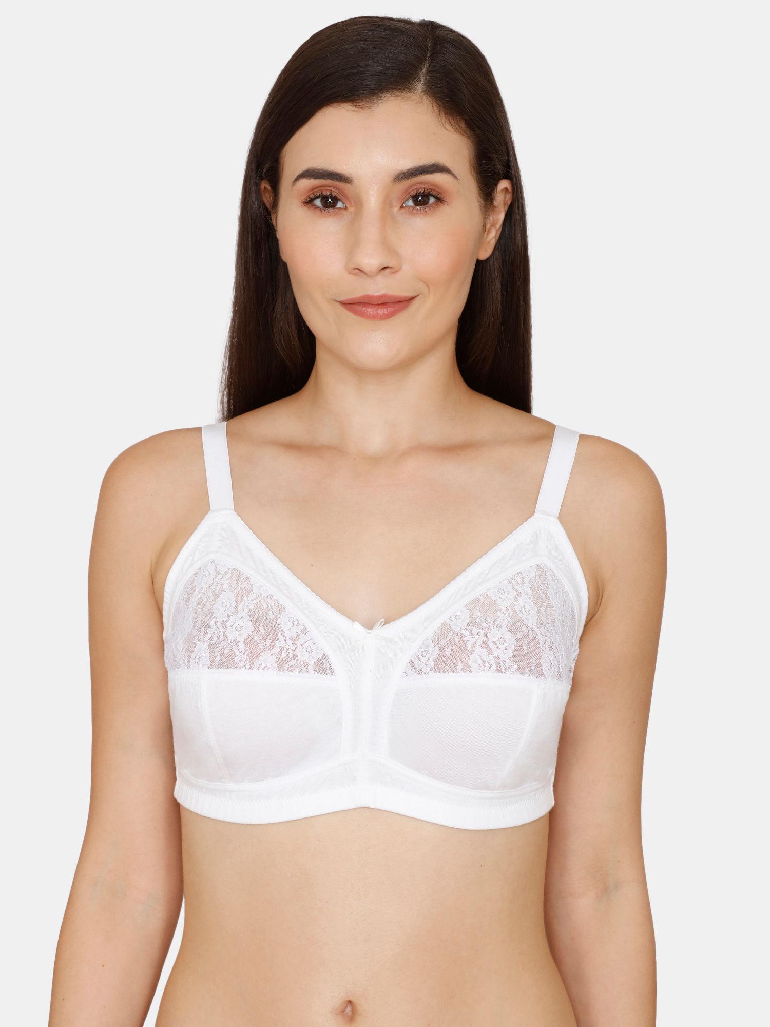 everyday double layered non-wired full coverage super support bra - white