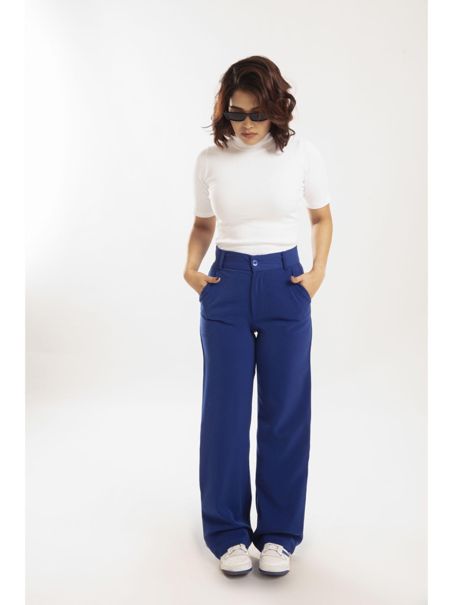 everyday straight leg high waist pants electric blue