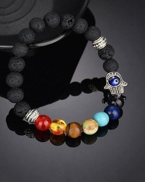 evil eye lava-stone stretch bracelet