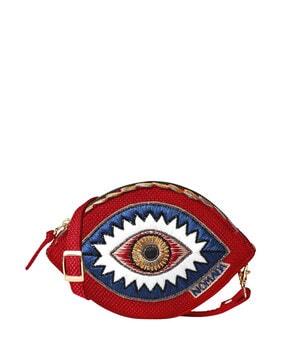 evil eye shaped embroidered waist bag