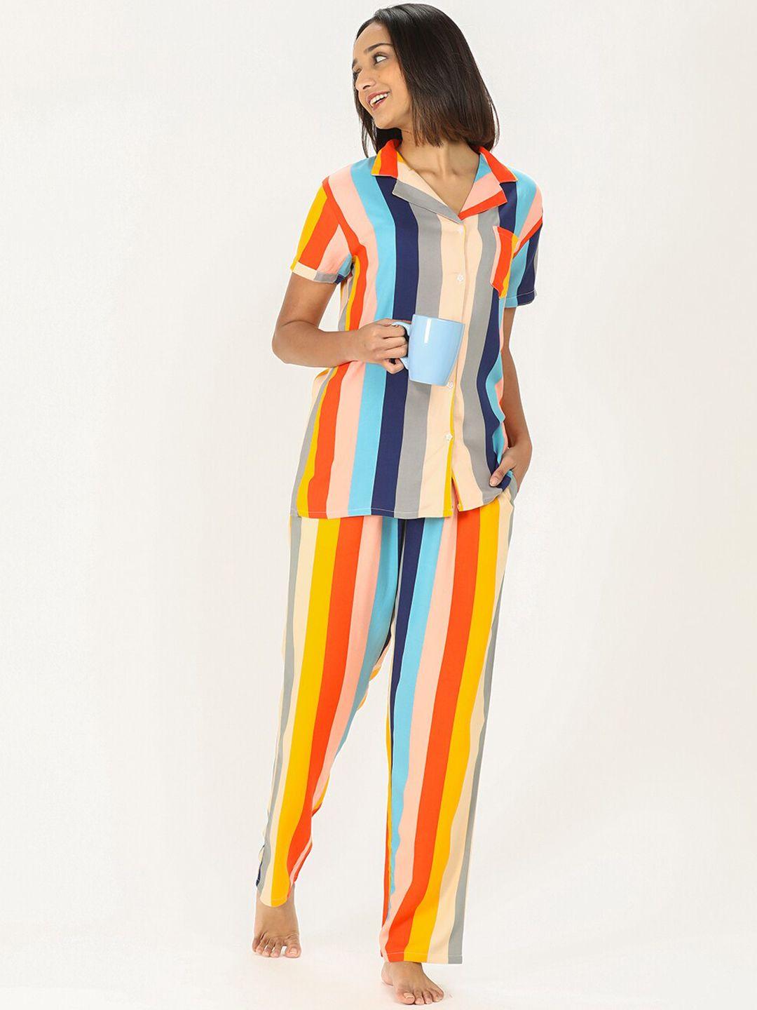 evolove-women-multicoloured-printed-night-suit