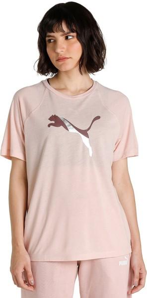 evostripe tee women solid round neck polyester pink t-shirt