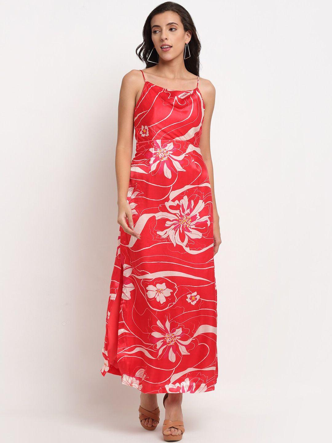 ewoke red & white floral maxi dress