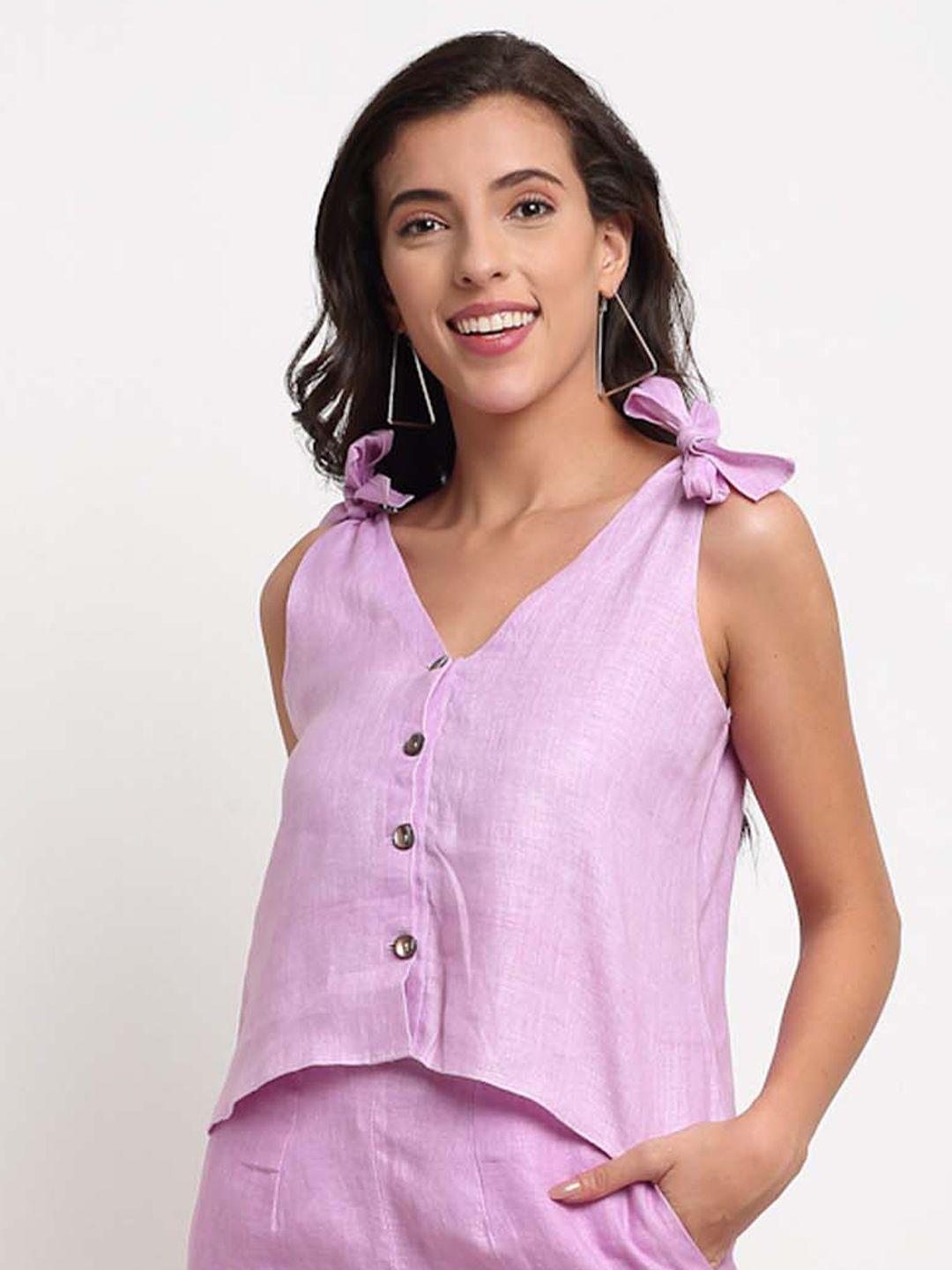 ewoke v-neck shoulder tie-up top