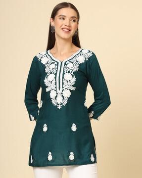 ewomen embroidered relaxed fit tunic