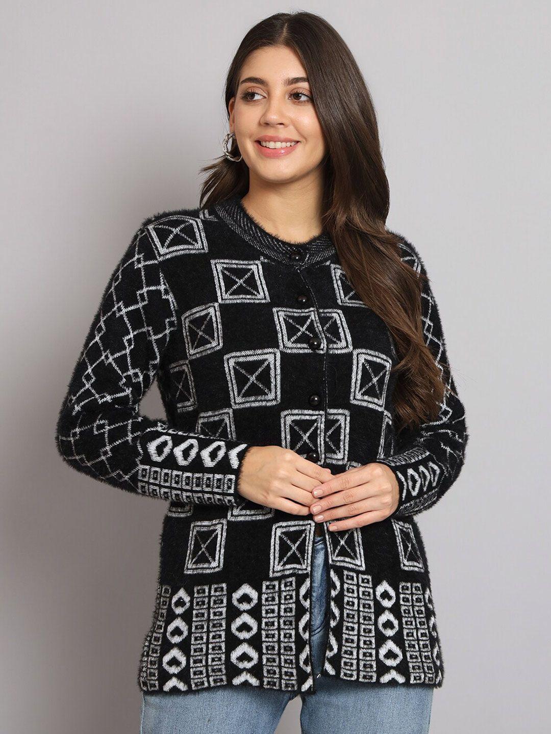 ewools geometric printed cardigan sweater