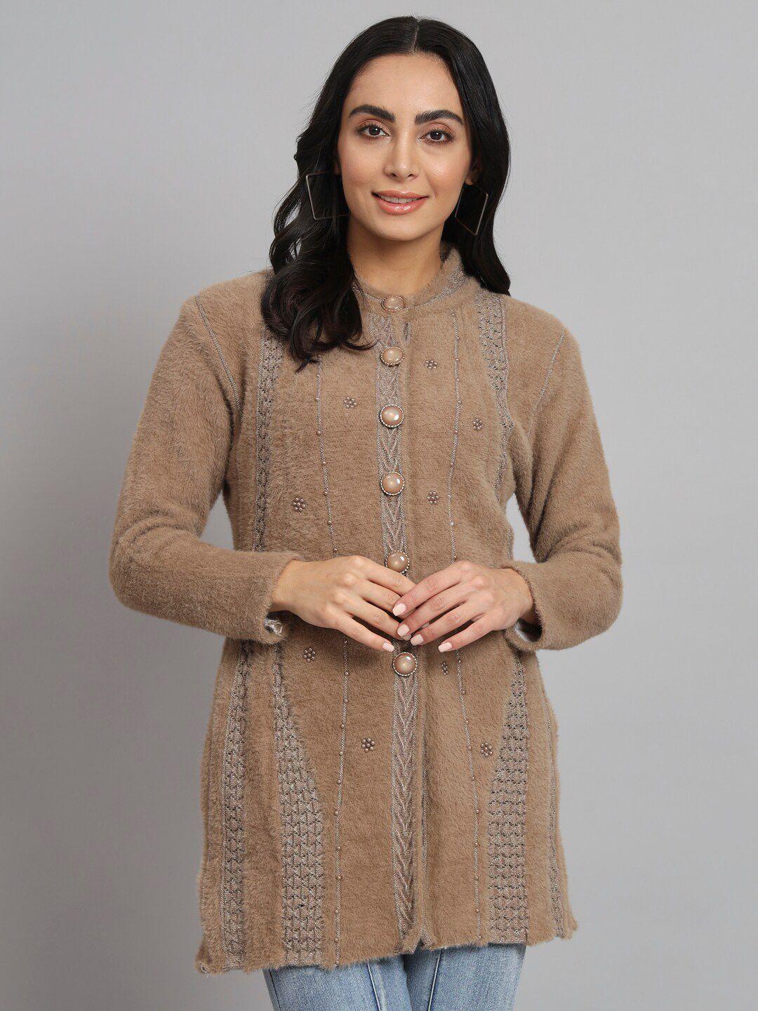 ewools embroidered  woollen cardigan with fuzzy detail