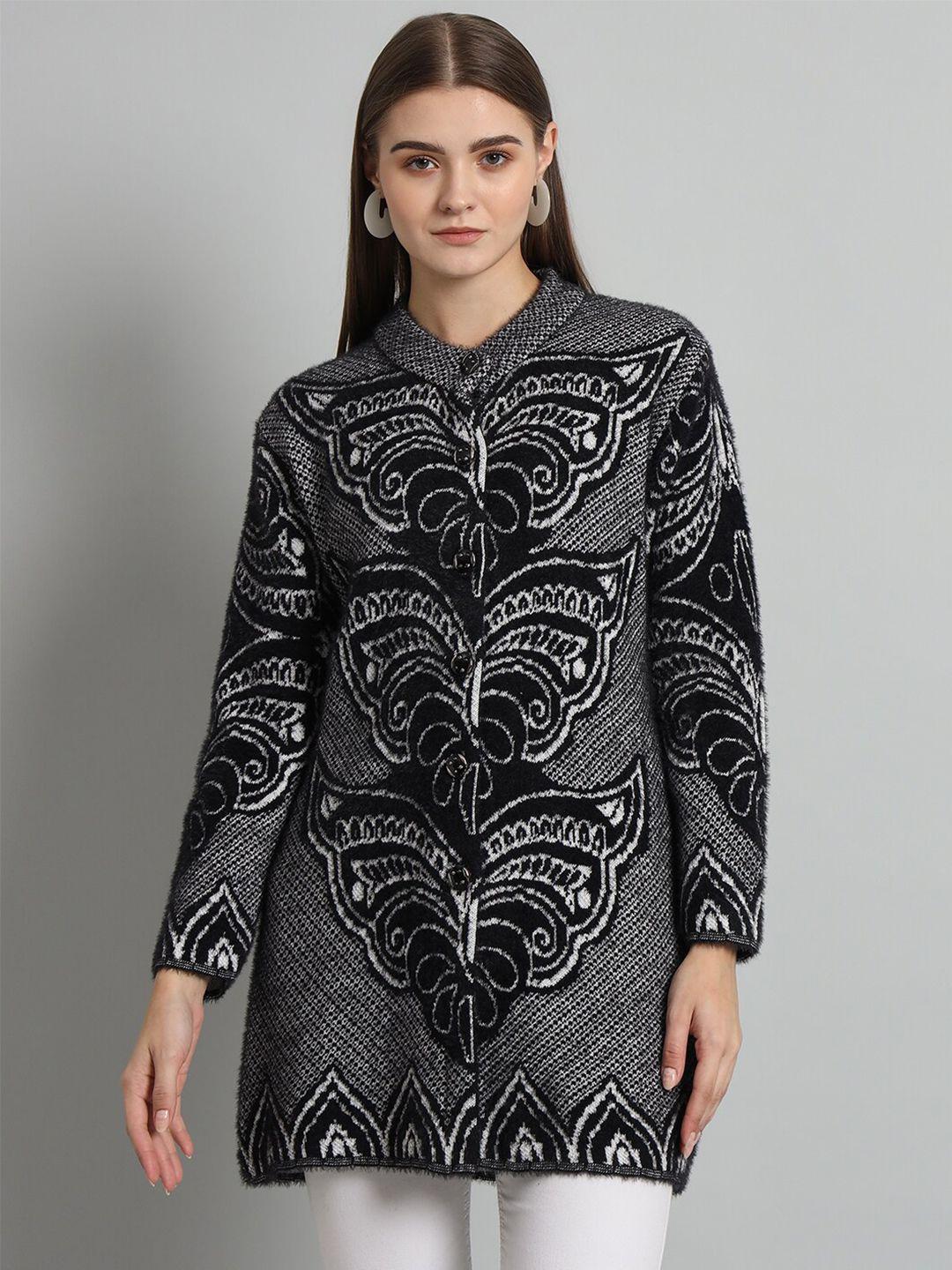 ewools ethnic motifs printed woollen cardigan