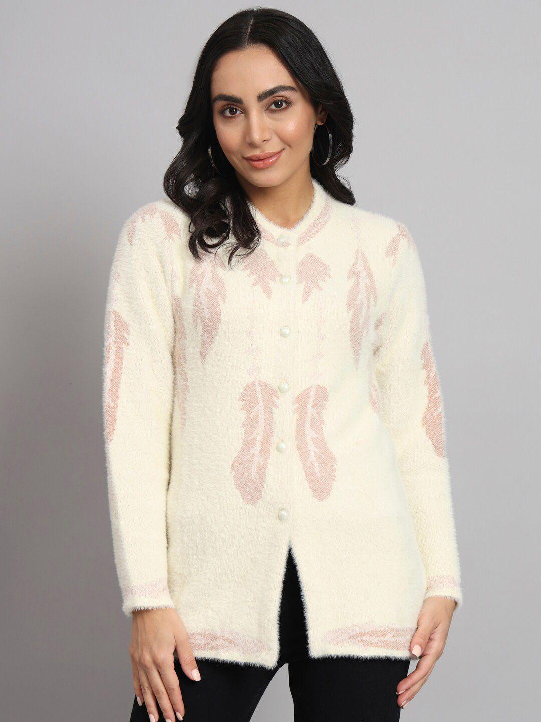 ewools floral printed woolen cardigan sweater