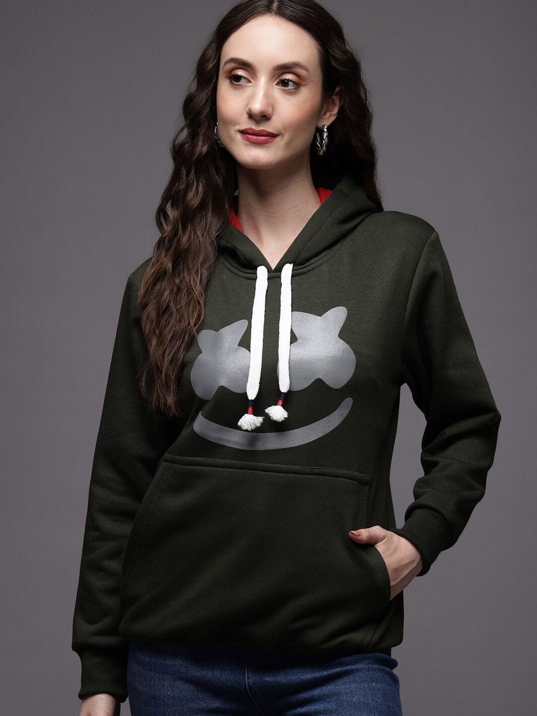 ewools graphic printed hooded terry pullover sweatshirt