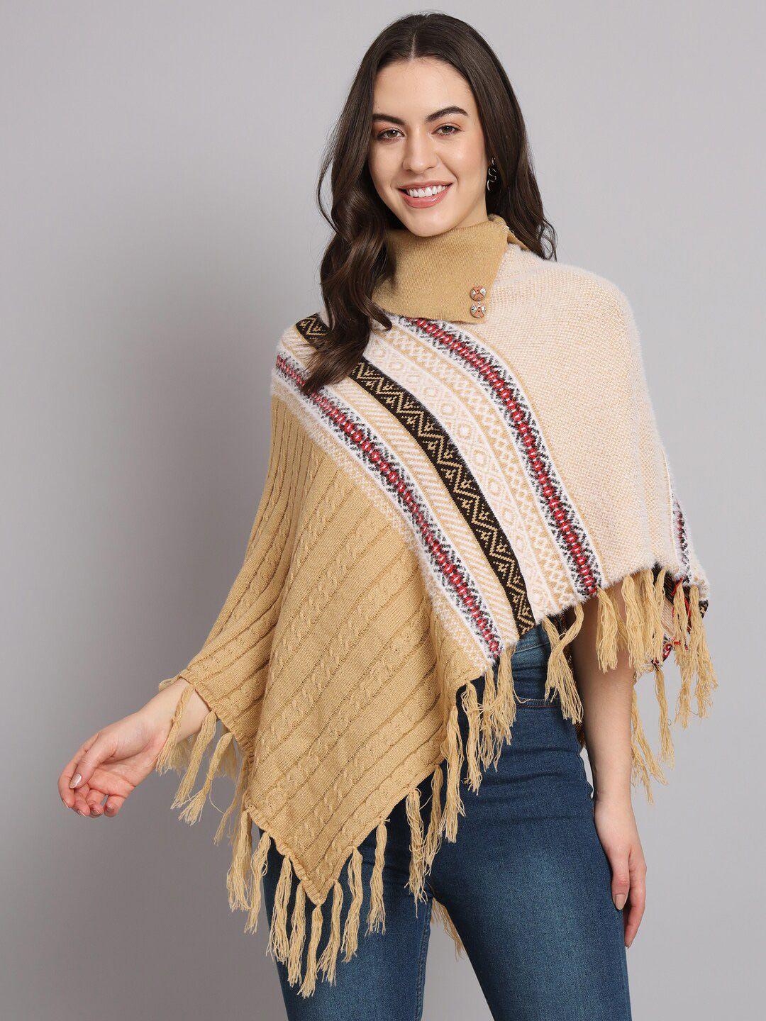 ewools striped turtle neck poncho sweaters