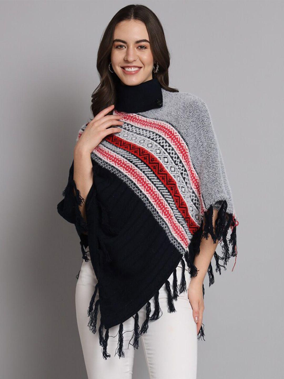 ewools striped turtle neck poncho sweaters