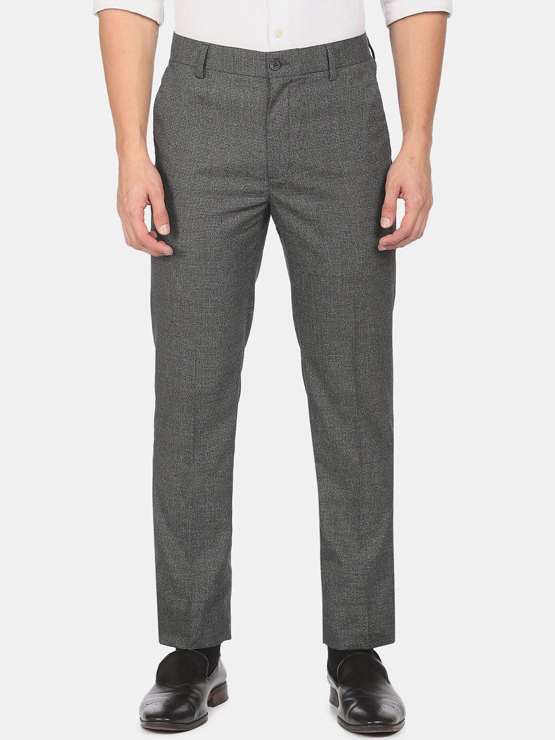 excalibur men grey slim fit trousers