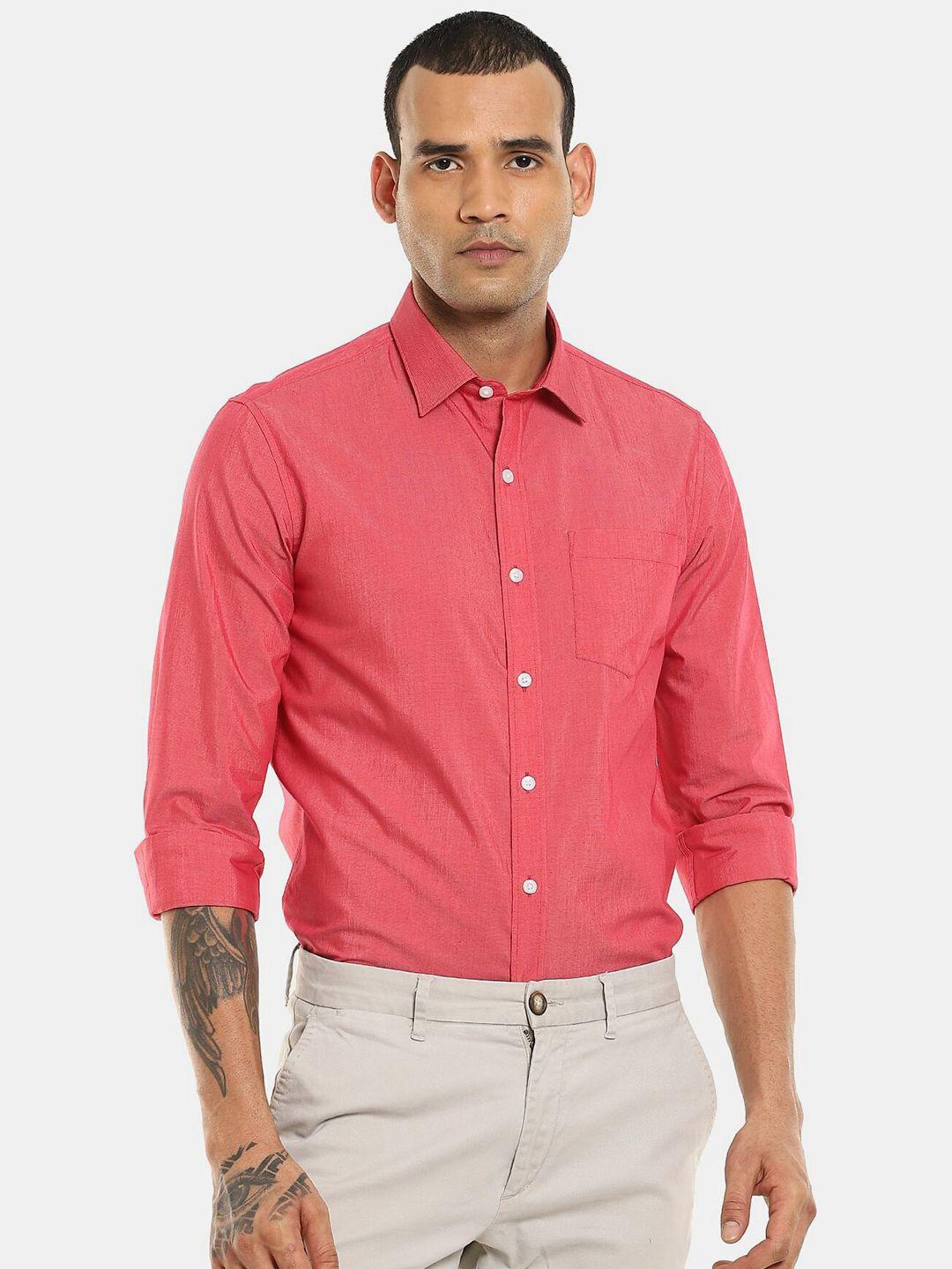 excalibur men red slim fit casual shirt