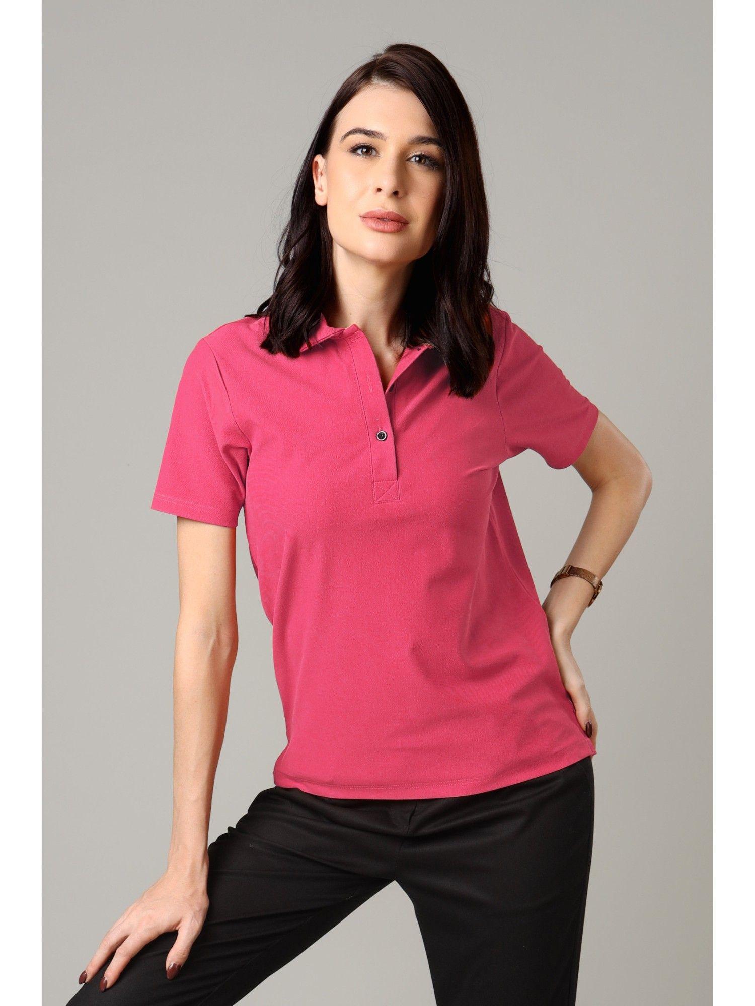 exclusive hot polo t-shirt for women - pink