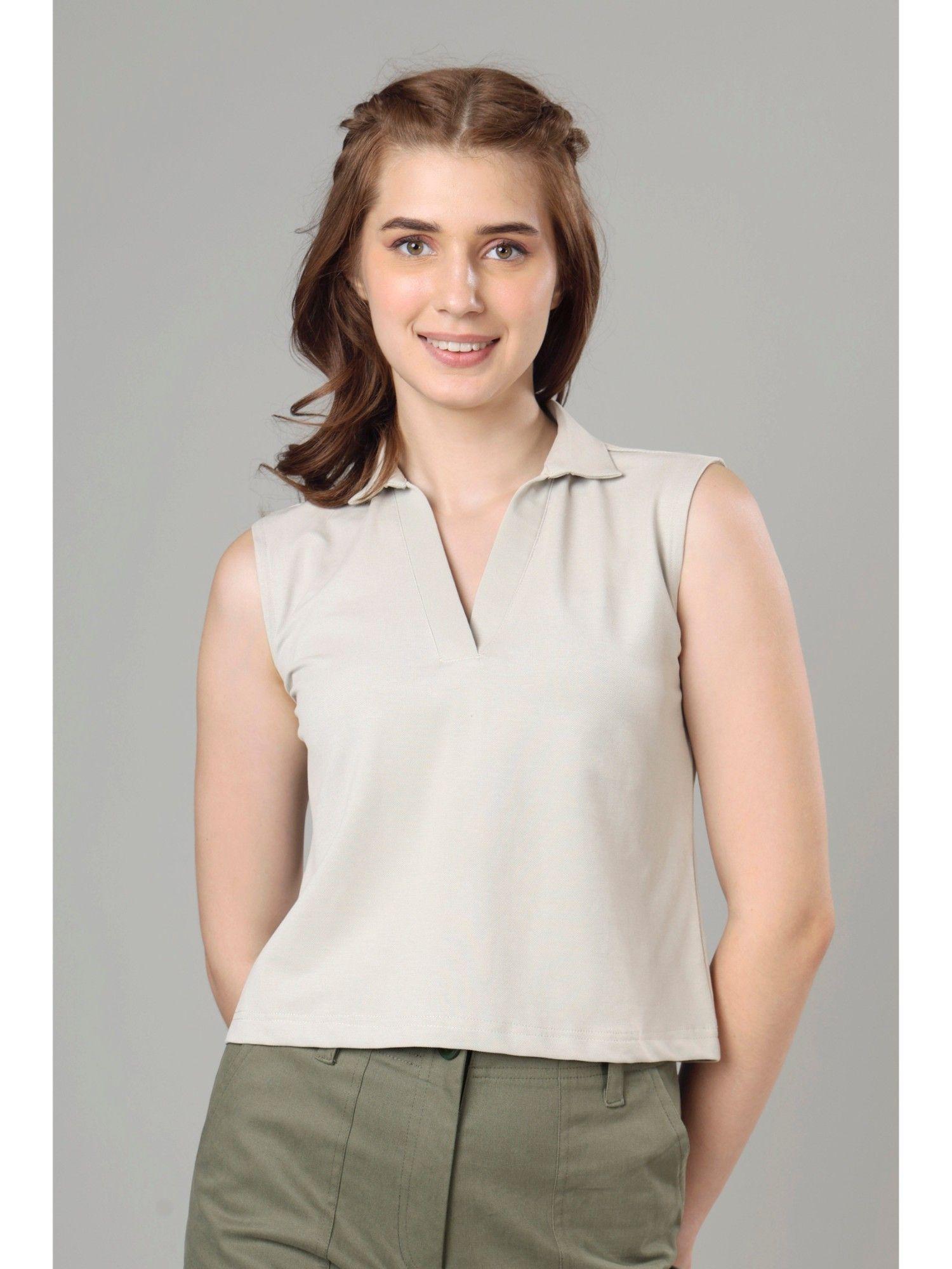 exclusive laurel polo sleeveless t-shirt for women - grey