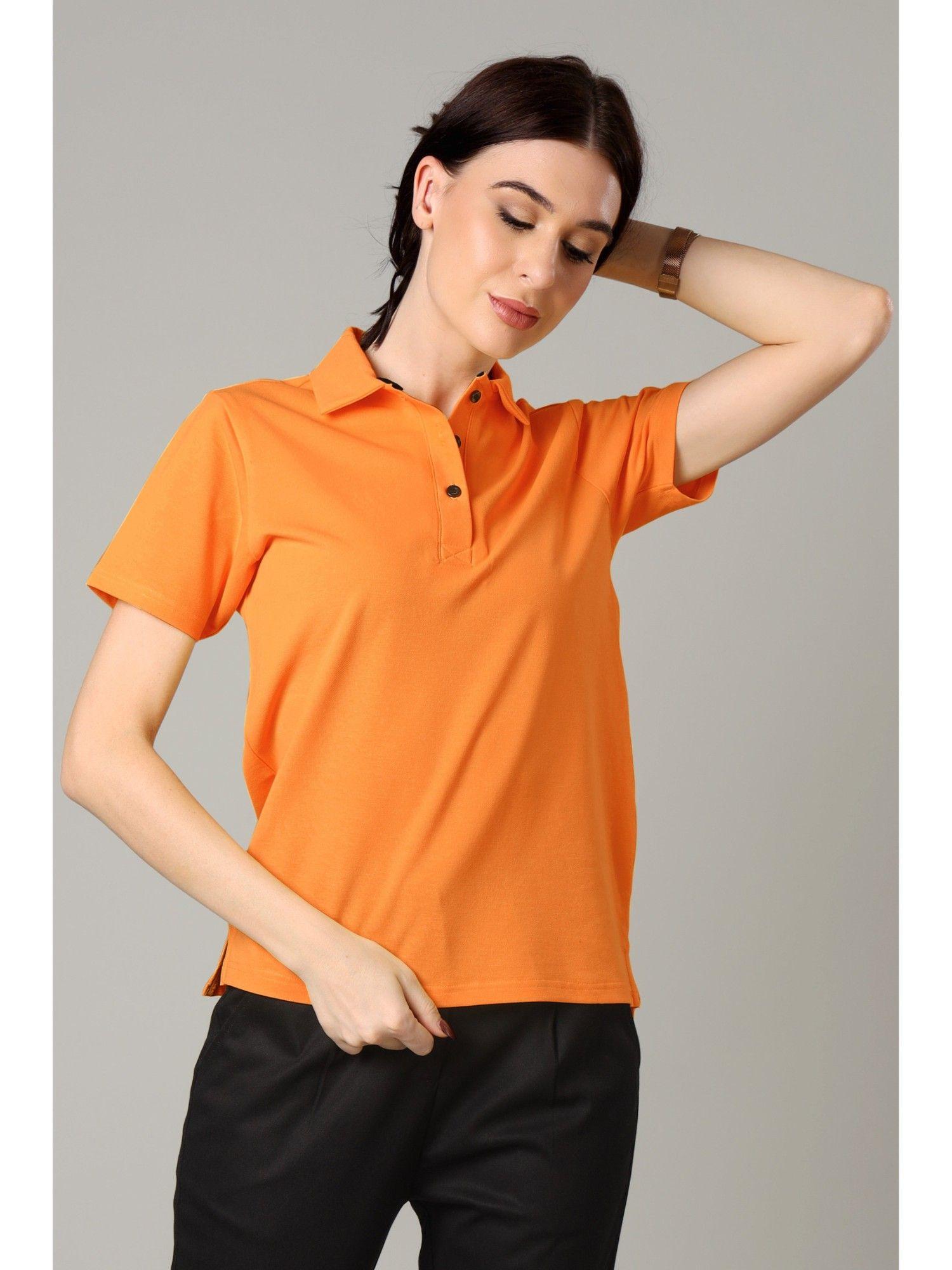 exclusive orange polo t-shirt for women - orange