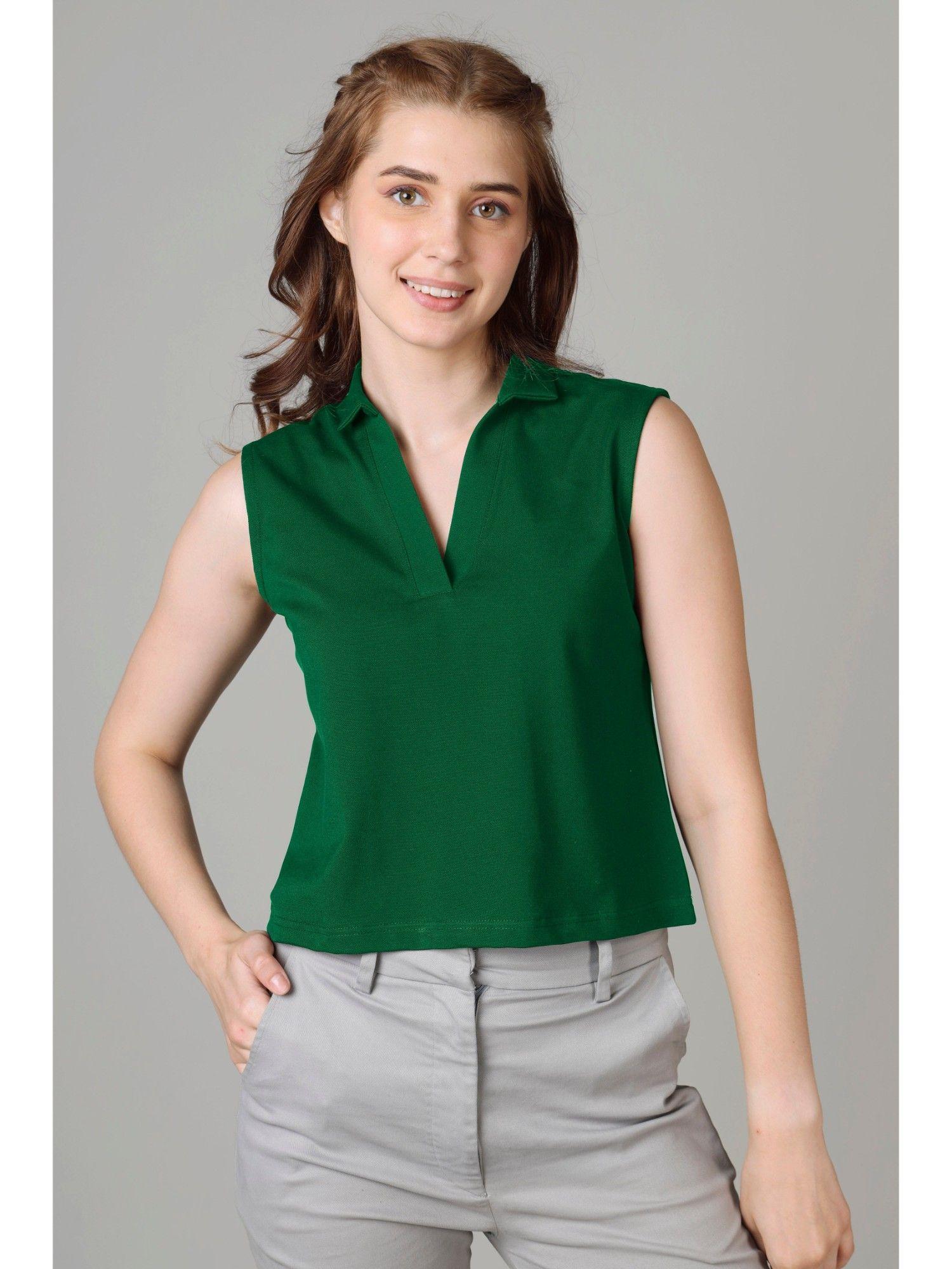 exclusive polo sleeveless t-shirt for women - green