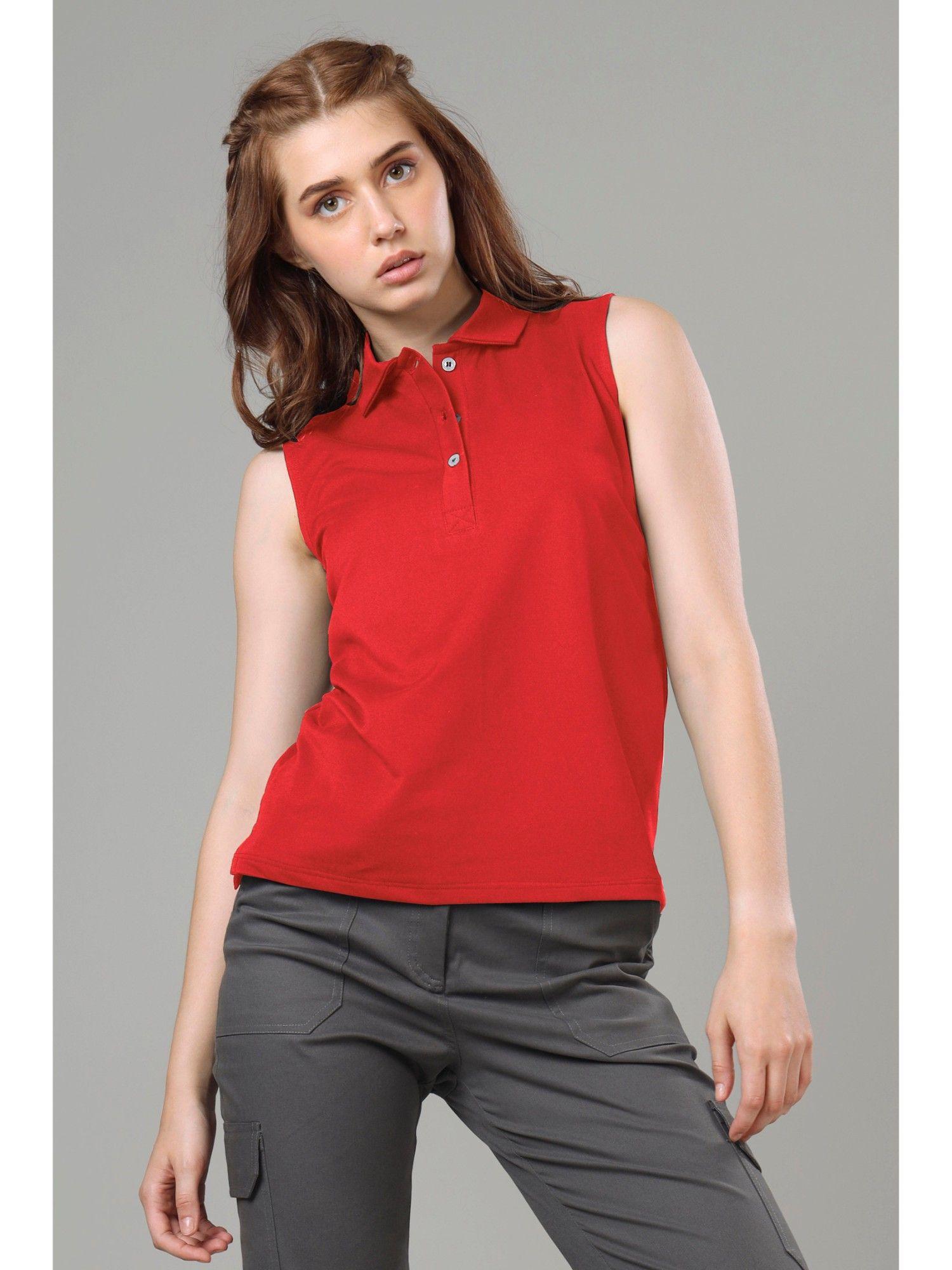 exclusive polo sleeveless t-shirt for women - red