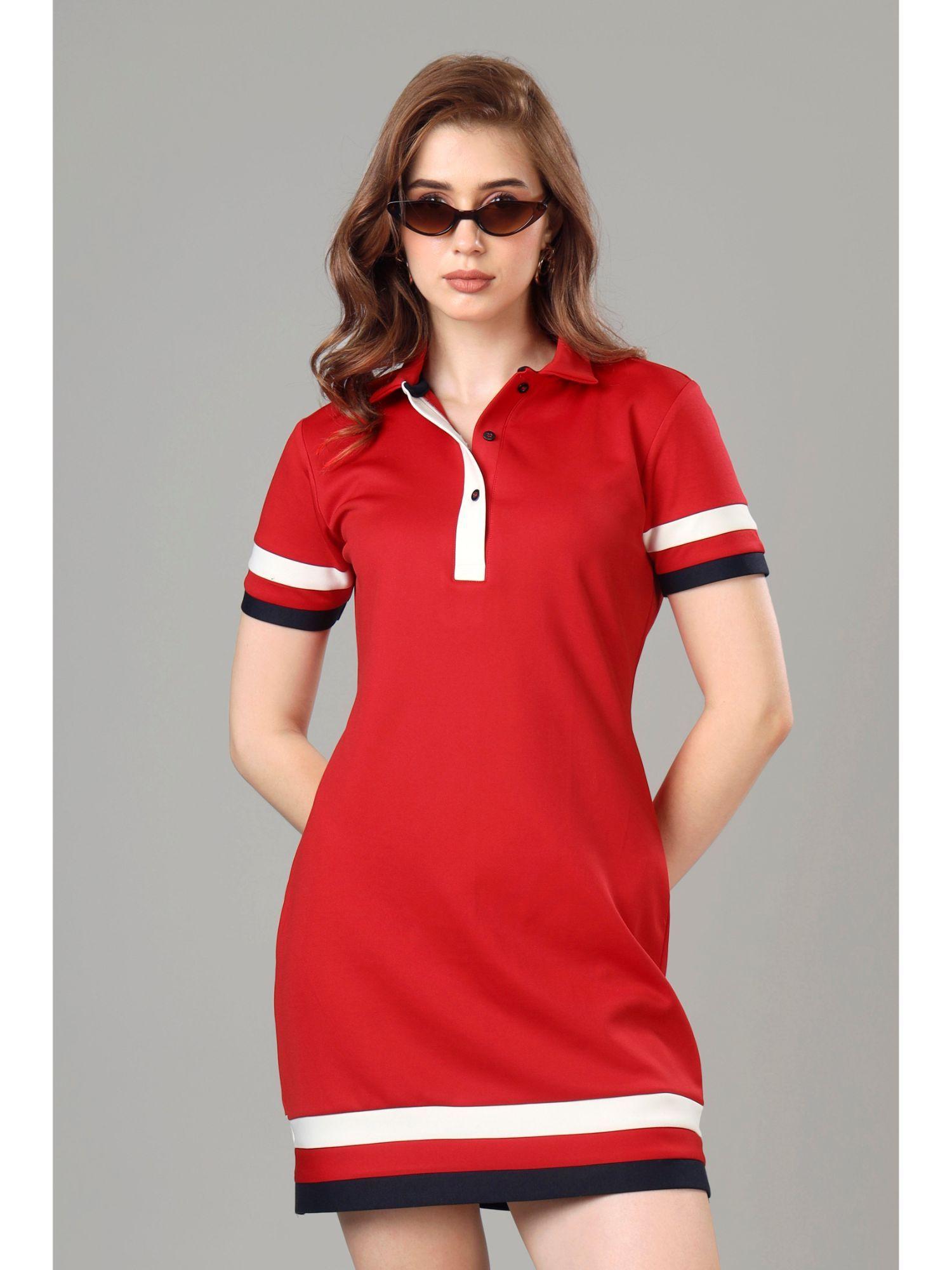 exclusive scarlet red polo dress for women