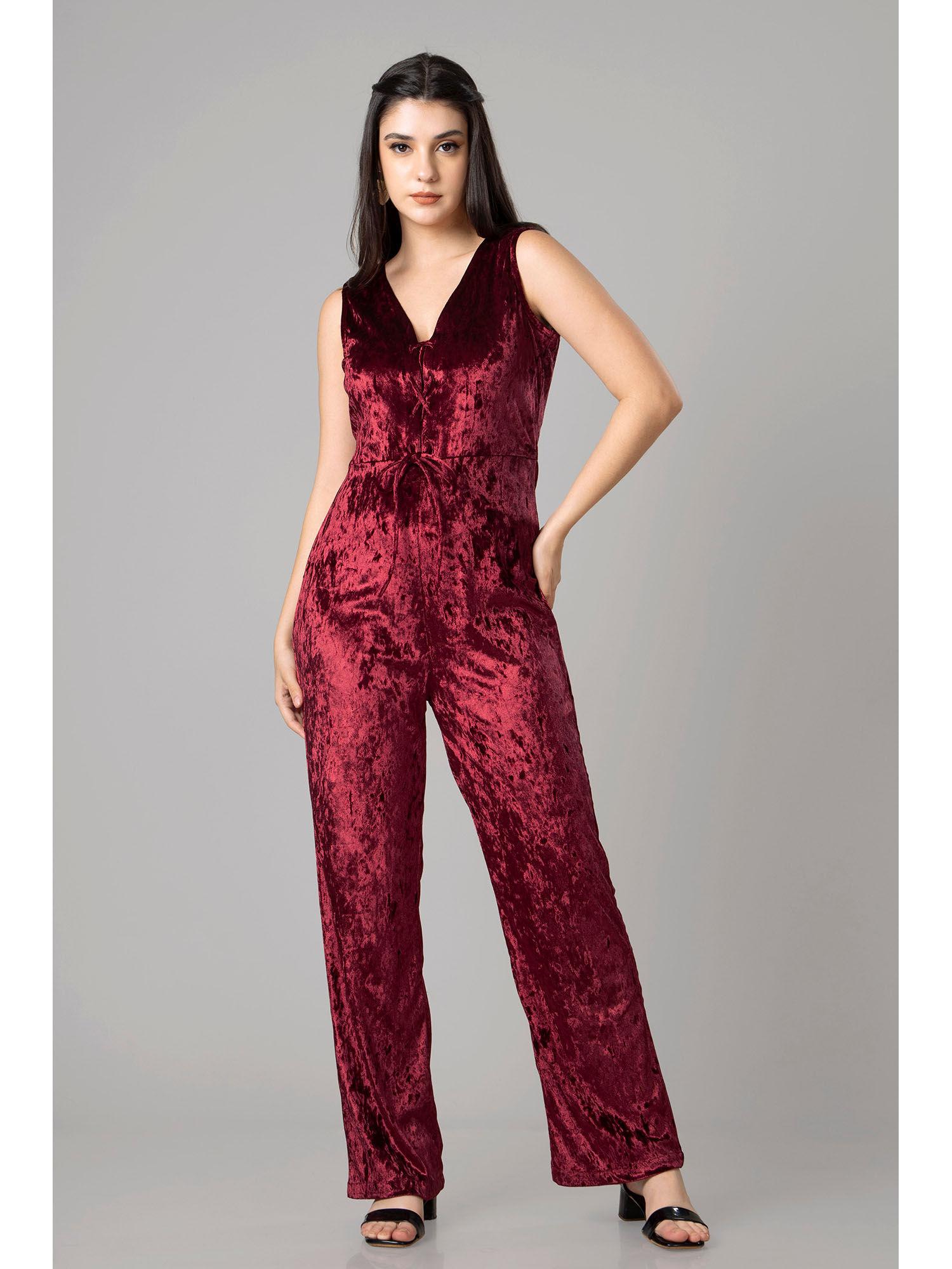 exclusive velvet overall jumpsuit for women