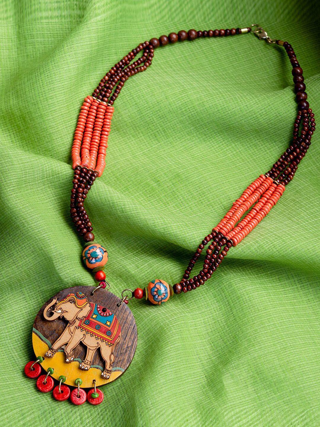 exclusivelane elephant hand-painted bohemian necklace