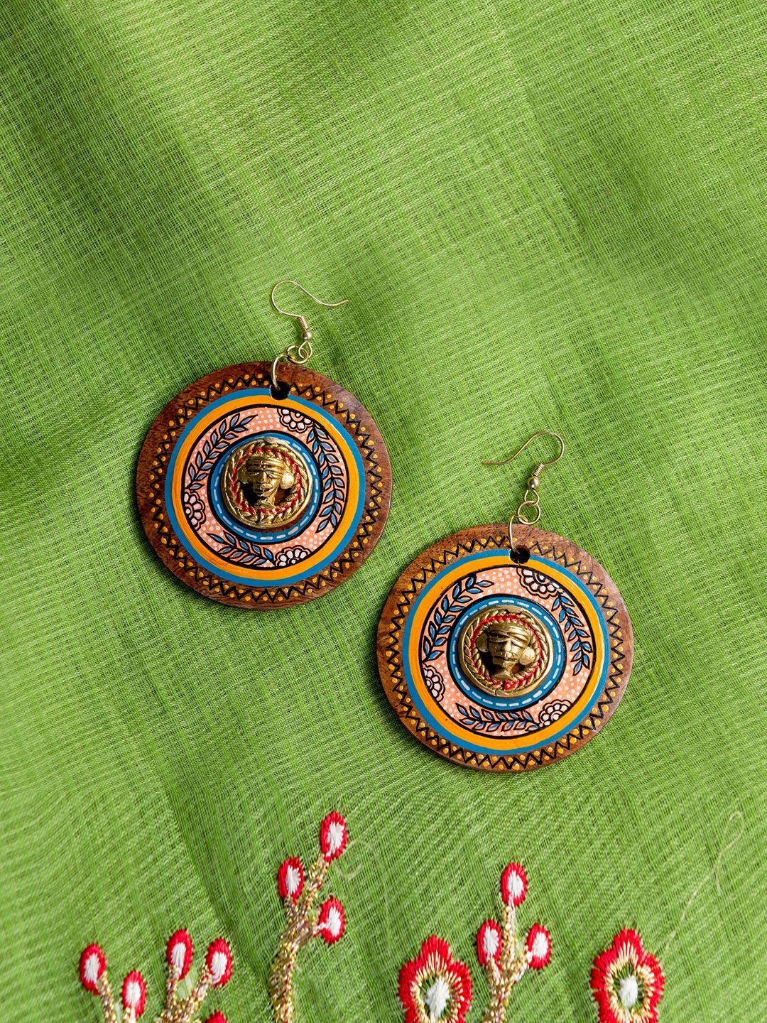exclusivelane tribal dhokra floral bohemian earrings handmade in dhokra art