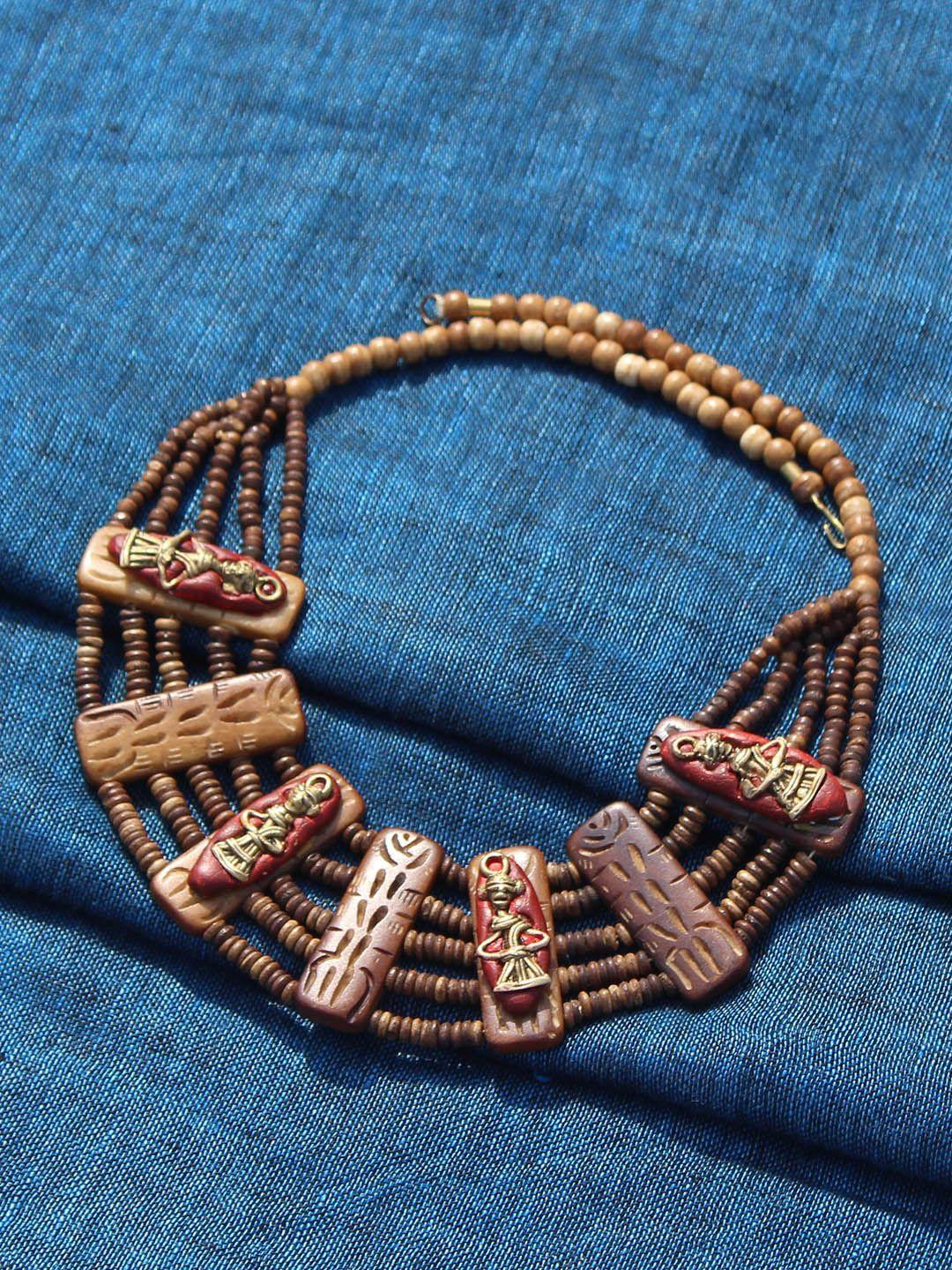 exclusivelane tribal men beaded bohemian handcrafted dhokra art necklace