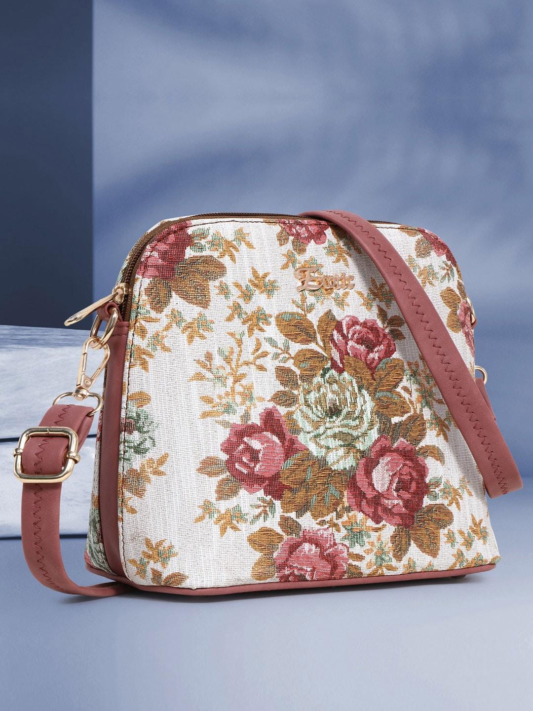 exotic floral printed structured sling bag