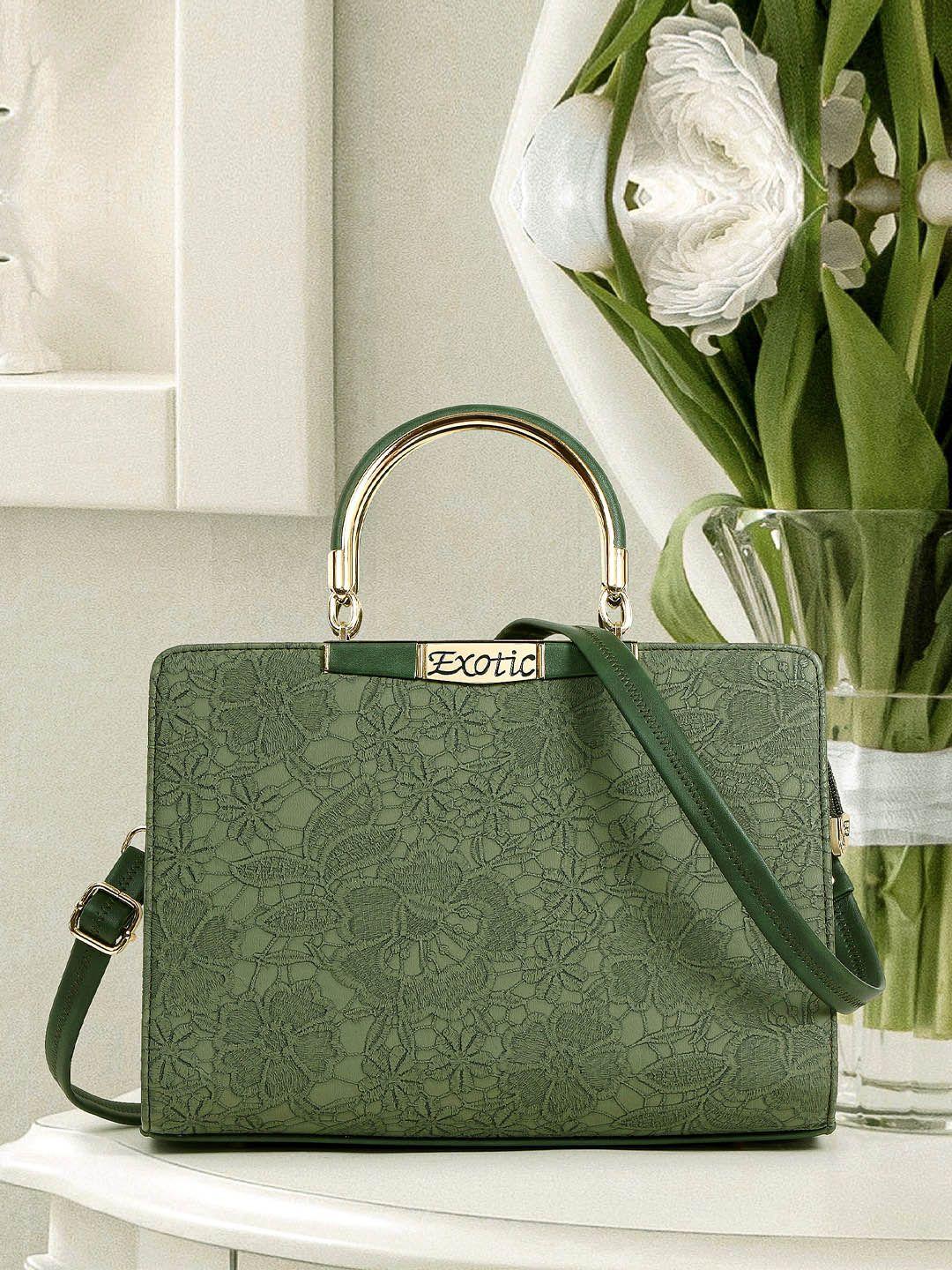 exotic green pu shopper handheld bag