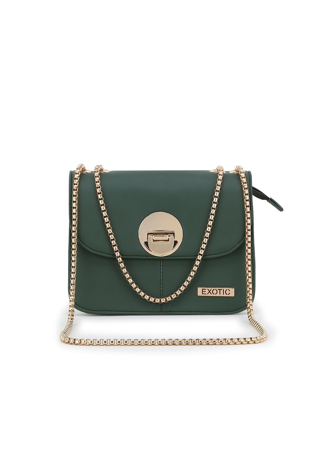 exotic green pu structured sling bag