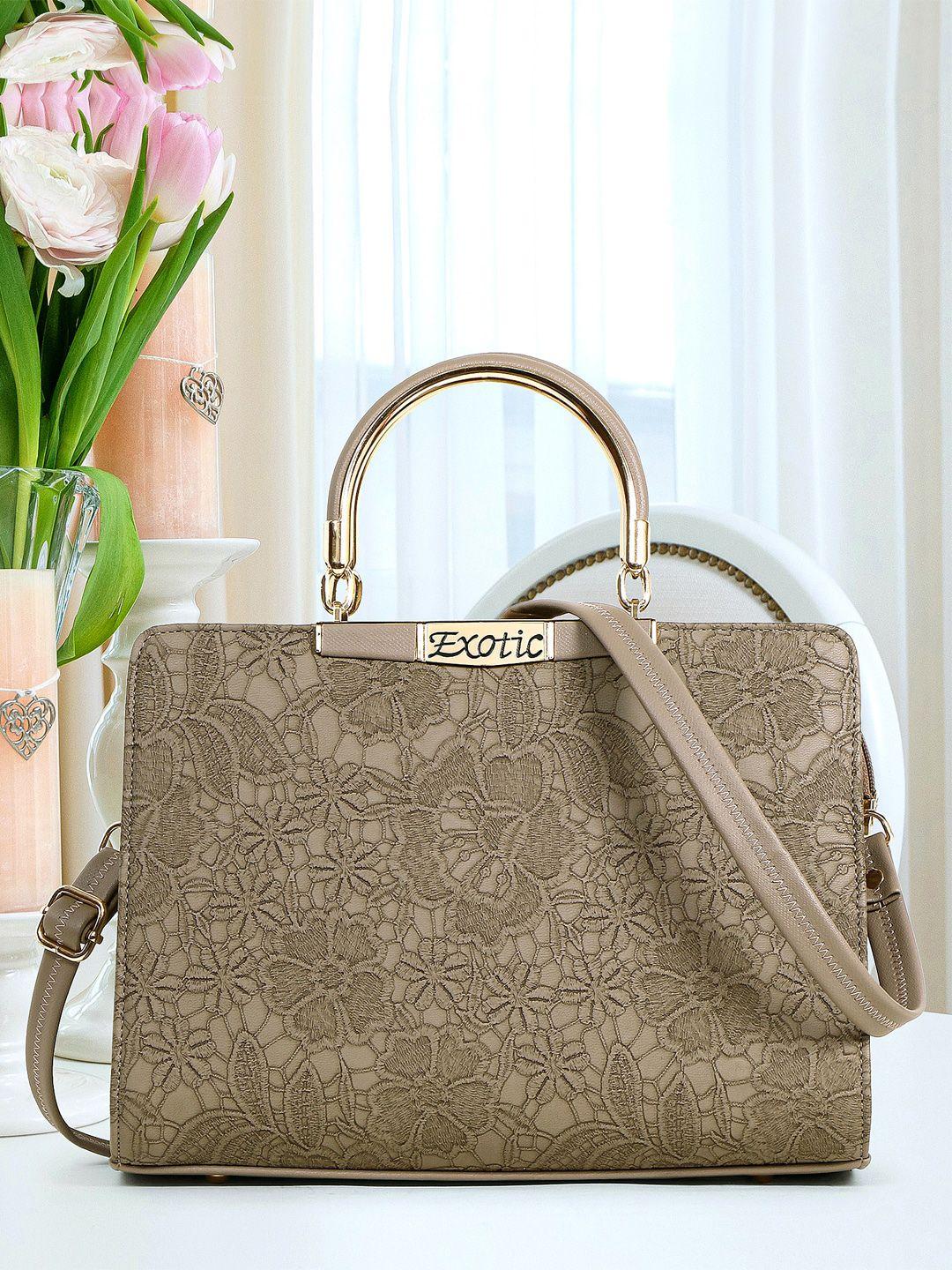 exotic grey pu structured handheld bag with tasselled